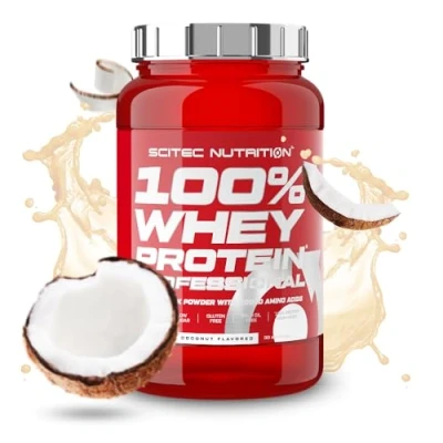 Imagen de Scitec Nutrition 100% Whey Protein Professional Mejorada con Aminoácidos Extra y Enzimas Digestivas Sin gluten aceite de palma, 920 g, Coco