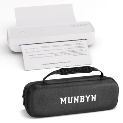 Imagen de MUNBYN Impresora Termica A4, Portátil Bluetooth,Papel Formato A4/4&#039;&#039;/3&#039;&#039;/2&#039;&#039;, Móvil Sin Tinta Compatible con teléfonos Android e iOS y Portátil, 1 Custodia