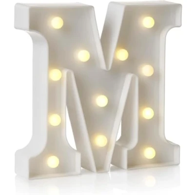 Imagen de anso Letrero de luz LED con letras y números del alfabeto para decoración hogar, fiesta cumpleaños, eventos, luces nocturnas, 22 cm (M)