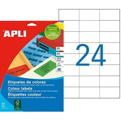 Imagen de APLI 1594 Etiquetas verdes imprimibles (70,0 x 37,0) adhesivo permanente 20 hojas