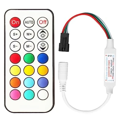 Imagen de Tesfish Controlador remoto LED 5V 24V 366 clases de cambios RGB llevó el regulador para la luz tira WS2811 WS2812 WS2812B