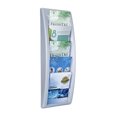 Imagen de Fast Paperflow Wall Display Portafolletos de pared con 5 compartimentos A5, plateado