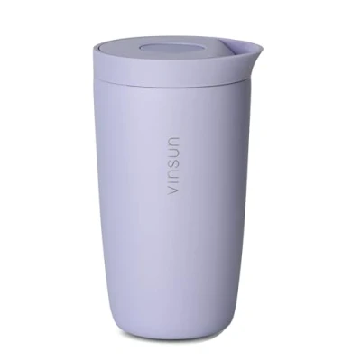 Imagen de VINSUN Taza Térmica Café para Llevar 350ml Sin Fugas, Doble Pared, Acero Inoxidable, Bebidas Calientes y Frías Termo con Cierre Quick Press Coche, Viaje