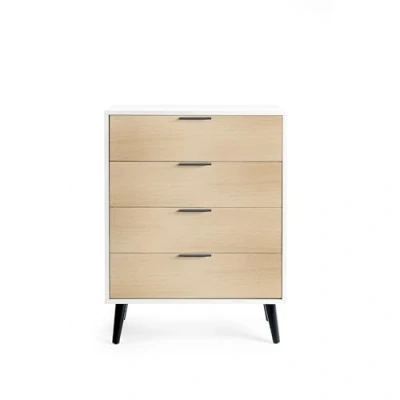 Imagen de Julian Bowen Alba Cómoda Ancha con 4 cajones, Cierre Suave, Color Blanco y Roble, Madera, 100.5 x 78 40