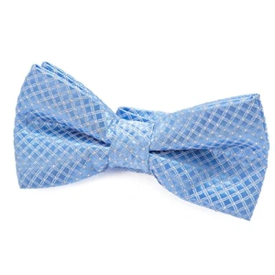 Imagen de DonDon pajarita noble para niños chico combinada y ajustable 9x 4,5 cm de color azul claro brillada con argénteo puntos