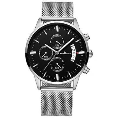 Imagen de MICGIGI Reloj de Cuarzo analógico Impermeable para Hombre con Correa Malla Acero Inoxidable
