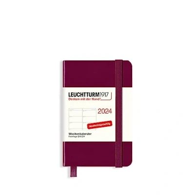 Imagen de LEUCHTTURM1917 367645 Agenda semanal Mini (A7) 2024, Port Red, alemán, 12 meses
