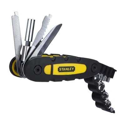 Imagen de STANLEY Cuchillo Multiusos 14 en 1 con porta puntas, hoja de cuchillo, Función bloqueo, Mango bimaterial, Cuchillas acero inoxidable STHT0 70695