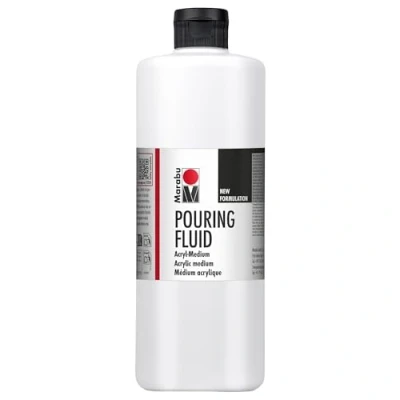 Imagen de Marabu Pouring Fluid Medio, diluido para Aplicaciones de riego y técnicas Flujo, Mejora Las propiedades los Colores acrílicos no amarillea, Blanco, 750 ml (Paquete 1),