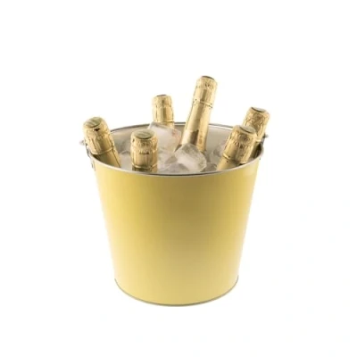 Imagen de Koala Spain (6 Unidades) Cubos de metal con asa, Color Amarillo, Cubitera para Enfriar 8 Cervezas, 5 Litros