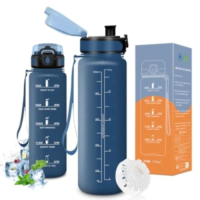 Imagen de Vikaster Botella agua, 500ml, sin BPA, de agua repetida, para Deporte, Gimnasio, Running, Niños, Bicicleta