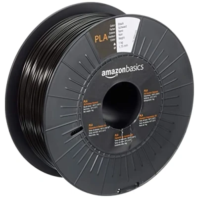 Imagen de Amazon Basics Filamento para impresora 3D, ácido poliláctico (PLA), 1.75 mm, cinta de 1 kg, negro