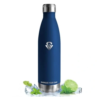 Imagen de Vikastar Botella Termica, 750ml sin BPA, Agua Acero Inoxidable, a Prueba de Fugas, Agua, Reutilizable, Cantimplora para Deporte, Gimnasio, Oficina, Azul Oscuro