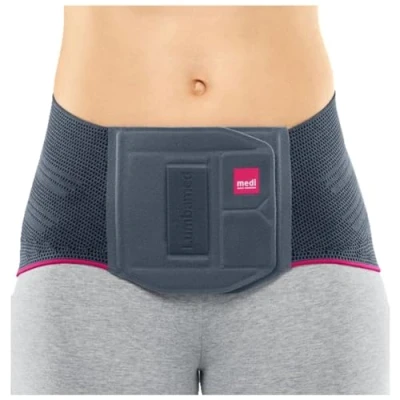 Imagen de medi Lumbamed Plus Faja lumbar para mujer ortesis de soporte estabilización con pelotte Vario Flex Color: Plata Tamaño: IV Regula la humedad y transpirable