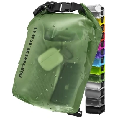 Imagen de Nordlight Dry Bag Y Bolsa Impermeable (10L, Verde Oscuro) con Cierre Enrollable Correa para El Hombro Natación, Playa, Piragüismo, Stand Up Paddling, Buceo