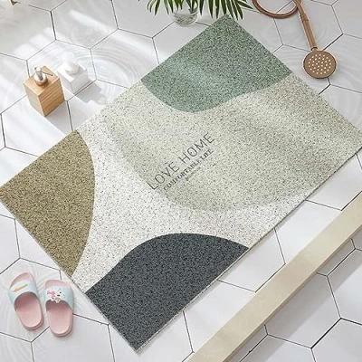 Imagen de Alfombrilla de ducha antideslizante para interior/baño, 50 x 80 cm, permeabilidad al agua, alfombra bañera PVC con textura suave, antimoho, secado rápido