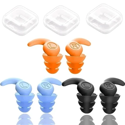 Imagen de AOOTUERL 3 Pares Tapones Oidos Natación Adulto,Tapones de Silicona Reutilizables Impermeables,Tapones para los Oídos con Caja,Tapones Reducir Ruidos