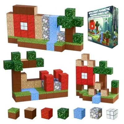 Imagen de Desire Deluxe Magnetic Building Blocks Montessori Construction Cubes for 3+ Years Toys, Educational Tiles Block Girls &amp; Boys Regalo de cumpleaños