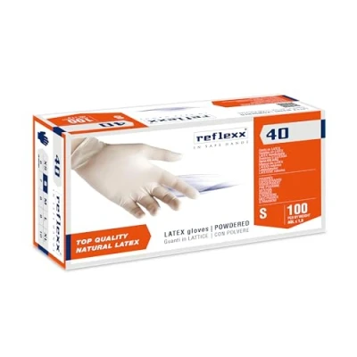 Imagen de Reflexx Guantes de látex con polvo R40, S, Bianco, 100