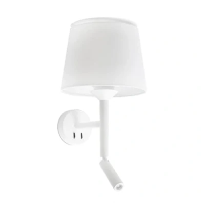 Imagen de Faro Barcelona 20302 92 SAVOY Lámpara aplique con lector blanca/blanca