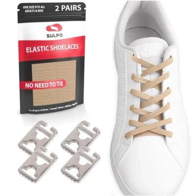 Imagen de SULPO 2 pares de Cordones elásticos sin atadura Sistema lazada rápida presilla para todo tipo calzado