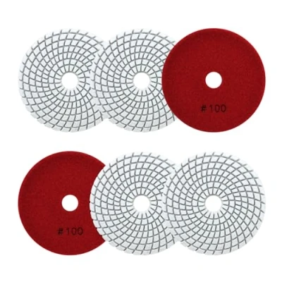 Imagen de SANLEETEK Almohadillas Pulidoras Diamantadas Húmedas 4&quot;/100mm 6piezas Grano 100 Discos Pulido para Granito Mármol Piedra Artificial Cuarzo Amoladora Angular