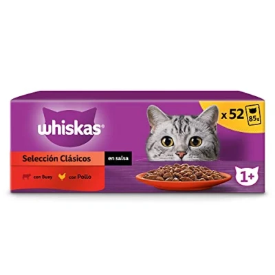 Imagen de Whiskas Comida Húmeda en salsa para Gatos Selección Clásicos 13 x 4 bolsitas 85g