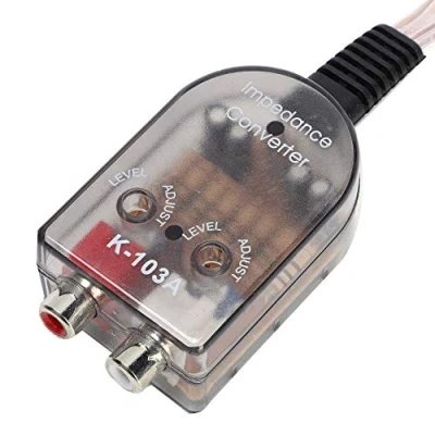 Imagen de convertidor de audio Kuuleyn, altavoz ajustable Stero para coche, impedancia línea RCA alta a baja, compatible con modificado coche