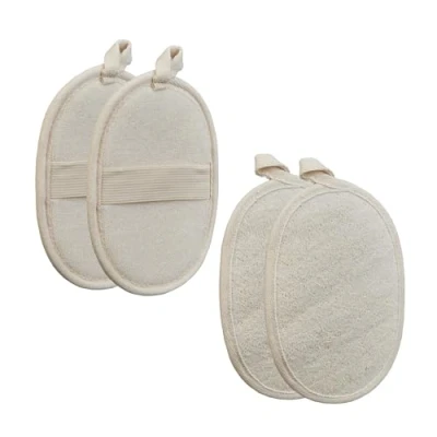 Imagen de Relaxdays Set de 4 Esponjas Lufa, para Cuerpo y Cara, Exfoliación Suave Profunda, Manoplas Baño Naturales, Beige, Fibra Vegetal, 18 x 11 0,5 cm