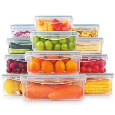 Imagen de YASHE 24 Pieza Envases para Alimentos (12 envases, 12 tapas) Recipientes de Plástico Alimento con Tapas Herméticas, a Prueba Fugas, Aptos el Congelador, Microondas y Lavavajillas, Sin BPA