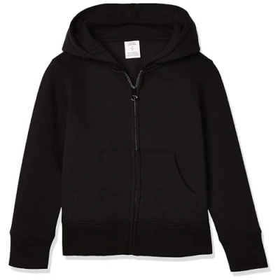 Imagen de Amazon Essentials Sudadera de Forro Polar con Capucha y Cremallera Niña, Negro, 10 años