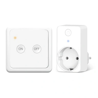 Imagen de LoraTap Juego de Interruptor Inalámbrico, Enchufe Inalámbrico 16A 3680W con Mando a Distancia, Placa Pared Magnética, Control Remoto para Luces y Electrodomésticos, Alcance 200m