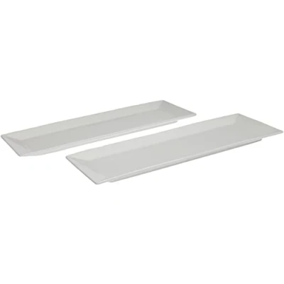 Imagen de Domestic Professional 923316 Trendy Line Bandeja para Aperitivos (2 Unidades, 38 x 13 cm), diseño Rectangular, Color Blanco
