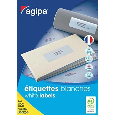 Imagen de Agipa White Multipurpose 100 A4 70 x 31 Etiqueta autoadhesiva (Color blanco, 7 cm, 3,1 cm)