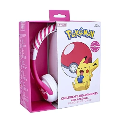 Imagen de OTL Technologies Pokémon Pink Pokéball Auriculares con Cable para niños de 3 a 7 años, Rosa