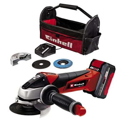 Imagen de Einhell Amoladora angular con batería TE AG 18/115 Li Kit Power X Change (18 V, 115 mm diámetro de disco, 28 profundidad corte, incl. 4,0 Ah y cargador)