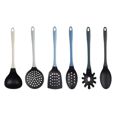 Imagen de MasterChef Utensilios de Cocina con Cucharas, Espatula, Cazo para Sopa, Espumadera y Cucharon, Resistentes al Calor, Set Menaje, Accesorios Antiadherente, Azul