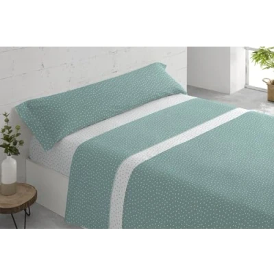 Imagen de Donegal Collections Juego de Sábanas Estampadas 3 Piezas Cama 150 cm Sabanas 150x190 Incluye Sabana Bajera, Encimera, Funda Almohada Puntos Aqua