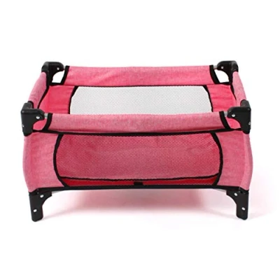 Imagen de Bayer Chic 2000 Puppen Reisebett für Baby Puppen, Puppenbett Cuna de Viaje Deluxe para muñecas bebé, Color Jeans Pink, 54 x 33 cm (653 57)