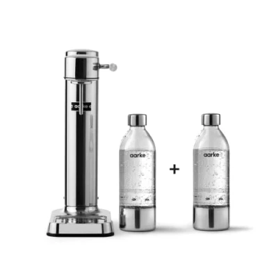 Imagen de Aarke Carbonator 3, Máquina Gasificadora de Agua en Acero Inoxidable, incluye Dos Botellas (800ml), Acabado