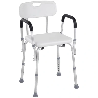 Imagen de HOMCOM Silla Ducha Personas Mayores para Taburete de Antideslizante con Altura Ajustable y Reposabrazos Regulable Carga 136 kg Ancianos Discapacitados