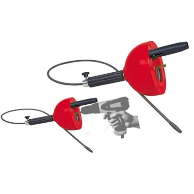 Imagen de ROTHENBERGER Industrial Espiral de limpieza tuberías 4,5 m longitud, desagües obstruidos, apta para taladro y atornillador inalámbrico, desagüe en baño o cocina, 072990E