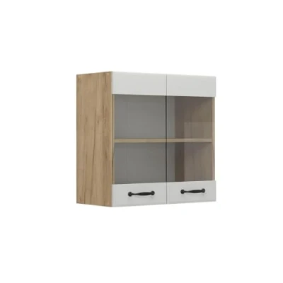 Imagen de Vicco Armario de cocina con vidrio &quot;R Line&quot;, Blanco casa campo, 60 cm