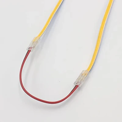 Imagen de conectores de tira LED COB, 2 pines, 10 a cable, conexión sin soldadura, conector clic rápido para tiras luces COB 5 mm, mm (5 doble+cable 15 cm)