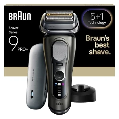 Imagen de Braun Afeitadora Eléctrica Hombre Series 9 PRO+, Máquina De Afeitar Barba En Seco Y Mojado Con Tecnología 5+1, 60 Min Uso, Centro Limpieza, Estuche Carga, Base 9625S, Grafito
