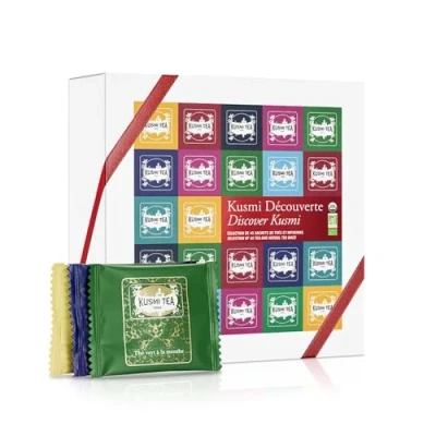 Imagen de Kusmi Tea Surtido de Té para Regalo Juego Cesta 100% Orgánico Caja Infusiones Verde, Negro, Hibisco, Blanco 9 Sabores, 45 Bolsitas Set Descubrimiento