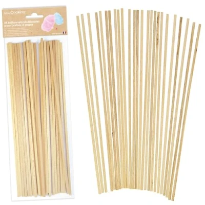 Imagen de ScrapCooking Juego de 25 Varillas para algodón azúcar Haya Beis, Madera, Beige, 34 x 11 1 cm
