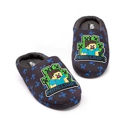 Imagen de Minecraft Slippers Biños Niños Blue Creeper Vs Zombie Tnt House Zapatos