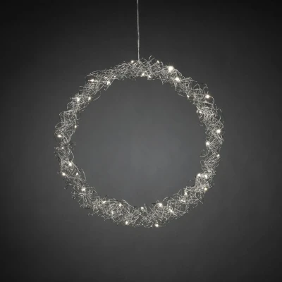 Imagen de Konstsmide Christmas Corona metálica LED IP20 plata Ø45cm malla metal