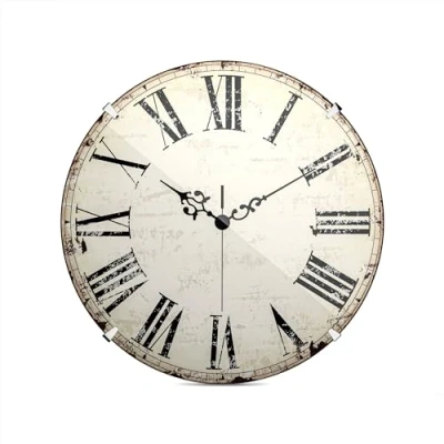 Imagen de Mebus Reloj de Pared Vintage con números Romanos, sin Ruido tictac Gracias al Mecanismo Cuarzo preciso, Cubierta Cristal cúpula, diámetro: 35 cm, Antiguo